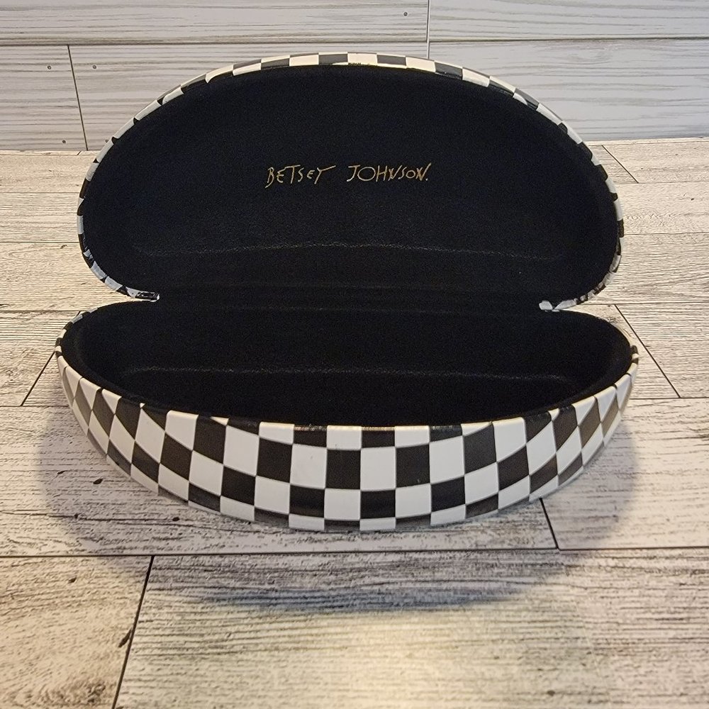 Betsey Johnson Black and White Checkerboard Sunglasses Case